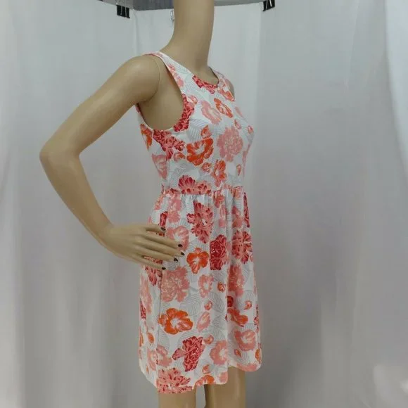"LOFT" MULTICOLOR FLORAL PRINT SLEEVELESS A-LINE DRESS SIZE: LP NWT - Picture 2 of 4